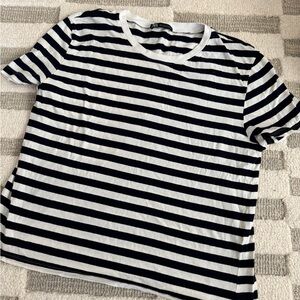 Zara Navy and White Striped Top